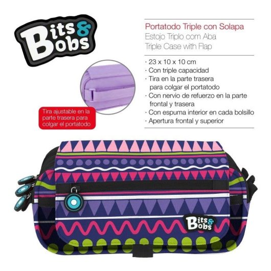 Estuche Portatodo Triple Grafoplás Bits and Bobs Zig Zag