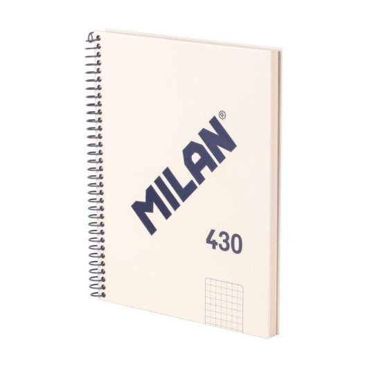 Cuaderno A5 Espiral Tapa Dura Milan 430 Cuadriculado 80 Hojas 95gr Beige