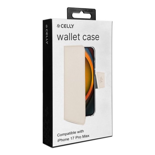 Funda para móvil Celly WALLY portefeuille simili cuir sable avec support magnétique pour iPhone 17 Pro Max