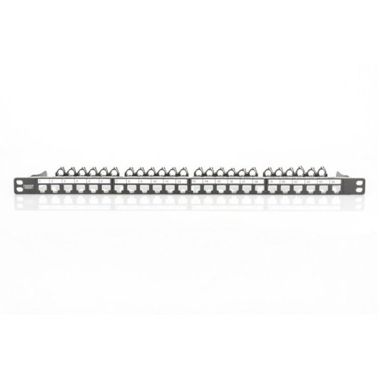 Panel de parcheo Digitus 24 puertos alta densidad Cat6a 0.5U negro