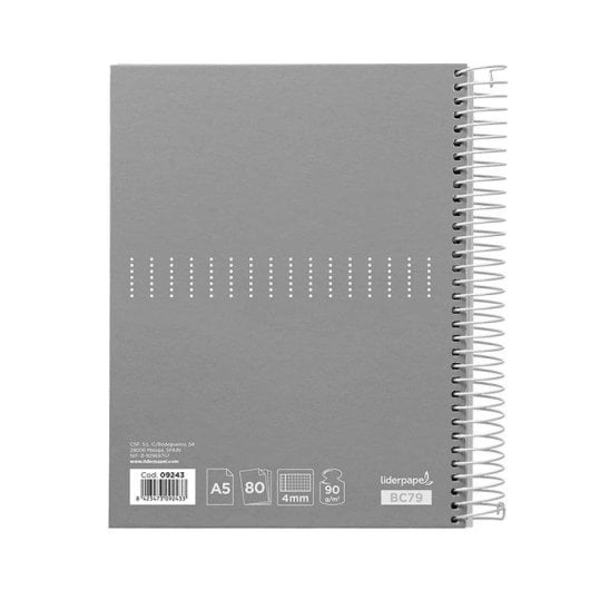 Cuaderno Espiral A4 Liderpapel Cuadriculado 80h 90gr Rojo