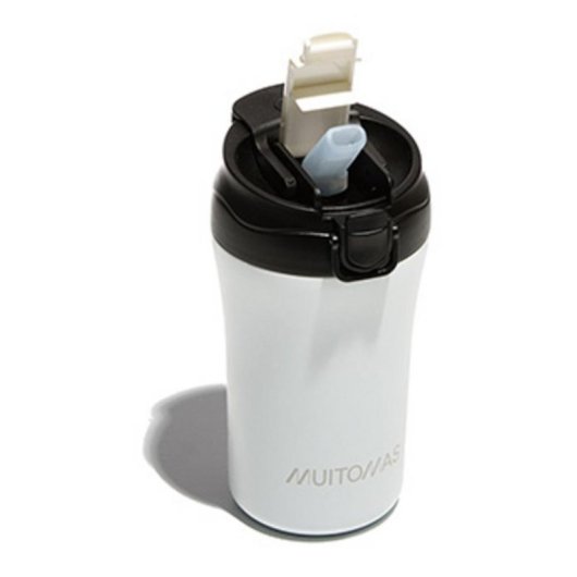 Taza de viaje Muitomas WBOTTLETH350WH 350 ml Aço inoxidável Preto e Branco