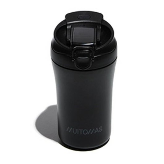 Cálice de viagem Muitomas WBOTTLETH350BK com canudo integrado 350 ml Preto