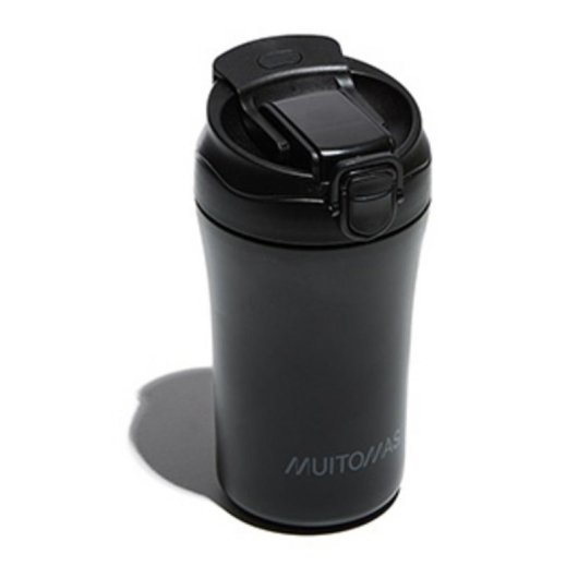 Cálice de viagem Muitomas WBOTTLETH350BK com canudo integrado 350 ml Preto
