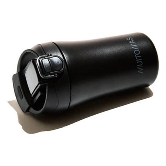 Cálice de viagem Muitomas WBOTTLETH350BK com canudo integrado 350 ml Preto