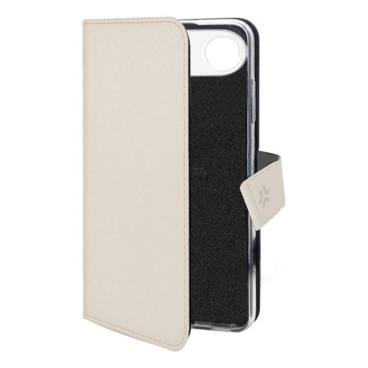 Funda para móvil Celly WALLY cartera piel sintética arena con soporte y cierre magnético para iPhone 17 Air