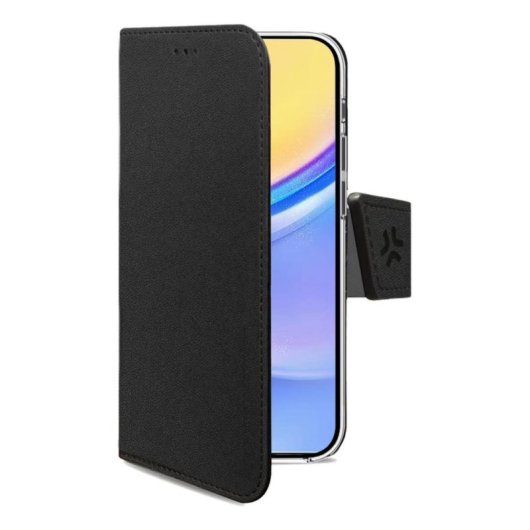 Funda para móvil Celly WALLY portefeuille cuir synthétique noir avec support pour Galaxy A15