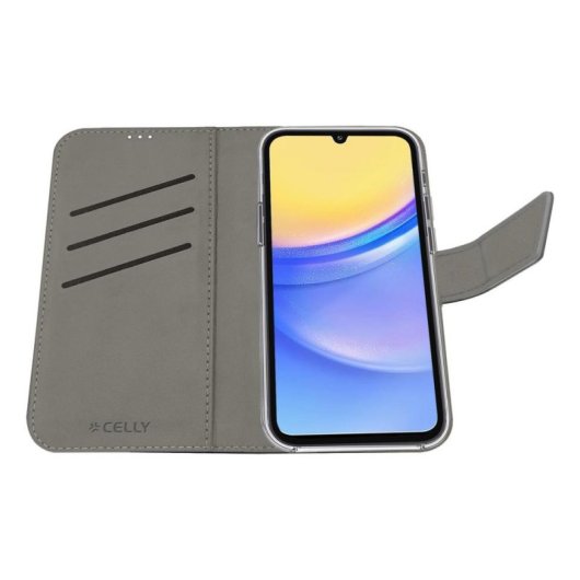 Funda para móvil Celly WALLY portefeuille cuir synthétique noir avec support pour Galaxy A15
