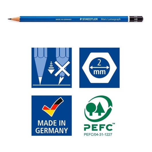 Staedtler Mars Lumograph - Caixa Metálica com 12 Lápis de Desenho Premium