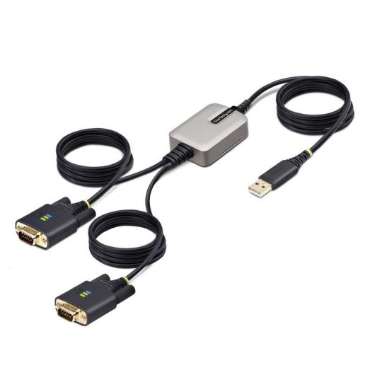 Adaptador USB a Serie StarTech.com 2 Puertos RS232 DB9 4m Negro Gris
