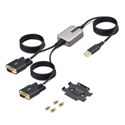 Adaptador USB a Serie StarTech.com 2 Puertos RS232 DB9 4m Negro Gris