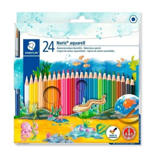 Set de 24 Lápis de Cores Aquareláveis Staedtler Noris Aquarell com Pincel