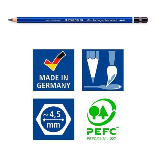 Lápices de Grafito Acuarelables Staedtler Mars Lumograph Caja Metálica 5 Unidades