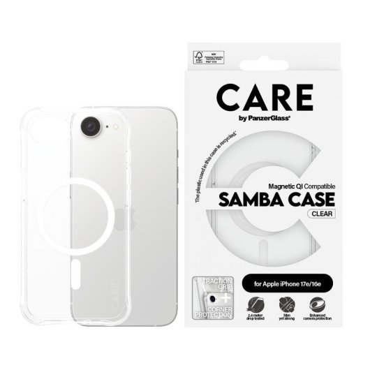 PanzerGlass CARE Samba TPU Transparent Stoßfest Hülle für iPhone 16e und 17e