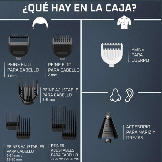 Cortapelos Multifunción Rowenta X Series 700 TN9610 Inalámbrico 270min 33 Longitudes 7 Peines Seco y Húmedo Carga Rápida