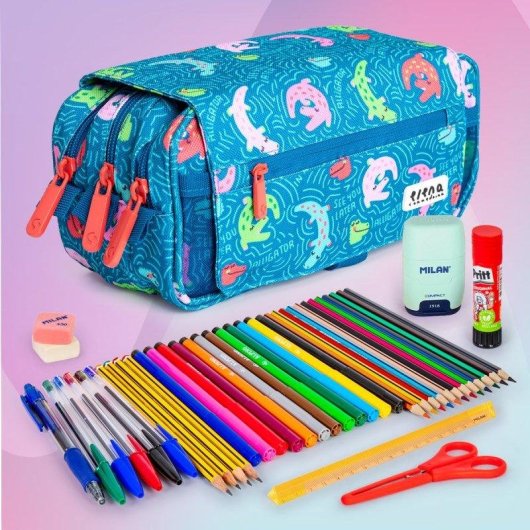 Estuche Portatodo Triple Design Grafoplás Bits and Bobs 23 x 10 x 10 cm bolsillos extras