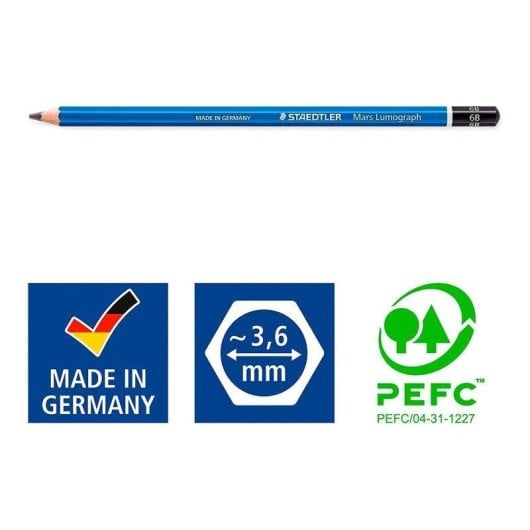 Staedtler Mars Lumograph - Caixa Metálica com 24 Lápis de Desenho Premium