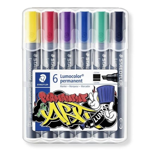 Rotulador Permanente Staedtler Lumocolor Art Ponta Biselada 2-5 Mm Pack 6x