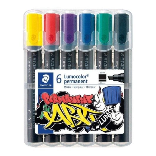 Rotulador Permanente Staedtler Lumocolor Art Ponta Biselada 2-5 Mm Pack 6x