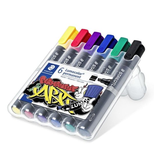 Rotulador Permanente Staedtler Lumocolor Art Ponta Biselada 2-5 Mm Pack 6x