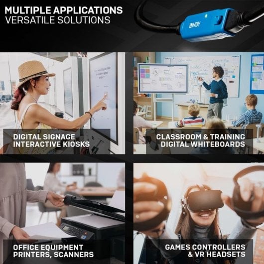 Cable USB 3.2 Gen 1 Lindy 20 m Negro Extensión Activa