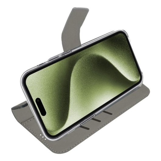 Funda para móvil Celly WALLY1078 cartera piel sintética negra con soporte para iPhone 16