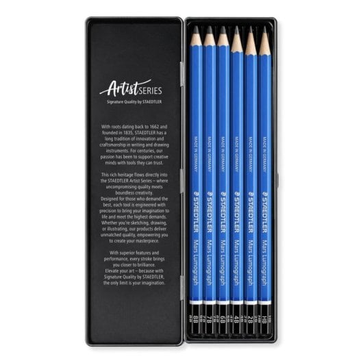 Staedtler Mars Lumograph - Estuche Metálico com 6 Lápis de Desenho Premium