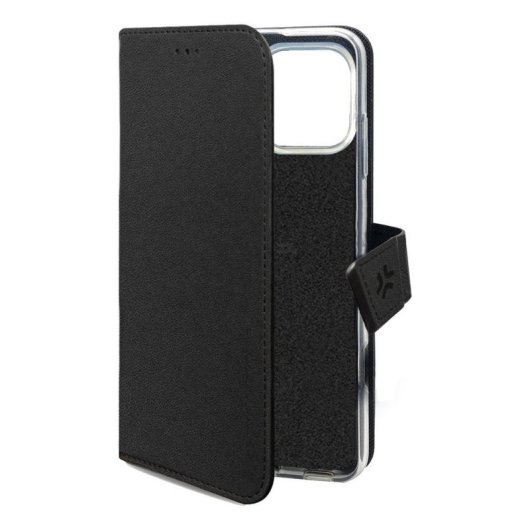 Funda para móvil Celly WALLY1079 portefeuille cuir synthétique noir avec support pour iPhone 16 Pro