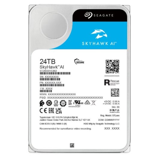 Disco Rigido Seagate SkyHawk AI 24TB HDD 7200rpm SATA III 512MB Cache