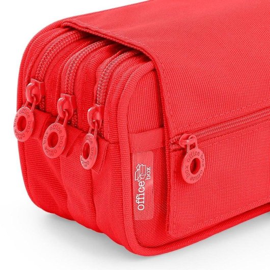 Astuccio Triplo Officebox Rosso Corallo con Materiale Scolastico Incluso