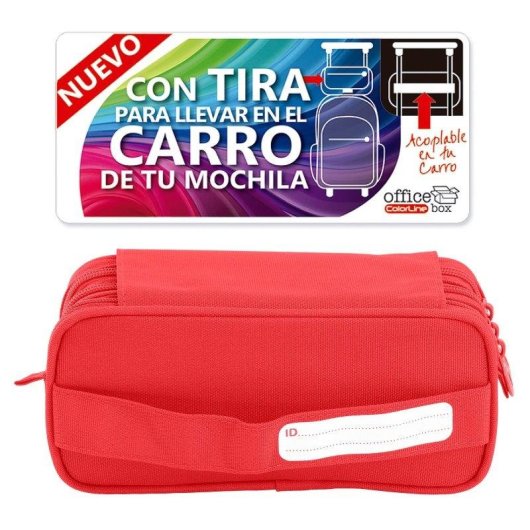 Astuccio Triplo Officebox Rosso Corallo con Materiale Scolastico Incluso