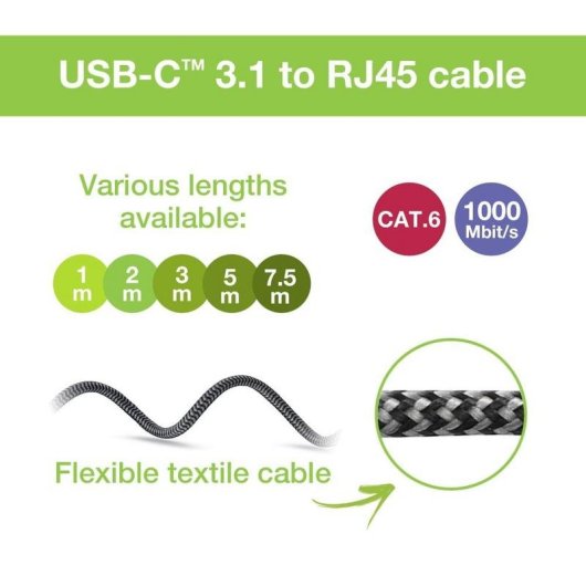 Cabo de rede Techly ICOC U3C-RJ45-050 5 m Cat6 USB-C a RJ-45
