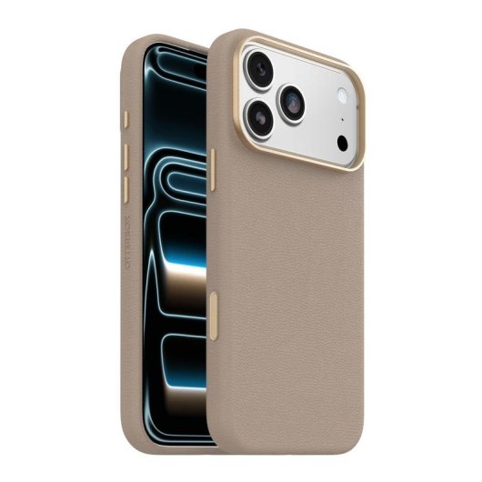 Funda para móvil OtterBox Symmetry Cactus Leather Cover piel cactus gris claro para iPhone 17 Pro Max