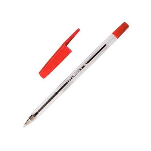 Pack de 50 Bolígrafos Transparentes Q-Connect Punta Media Rojo