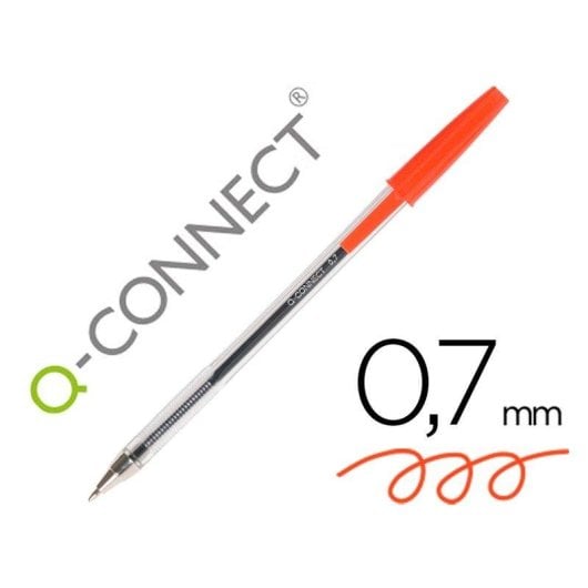 Pack de 50 Bolígrafos Transparentes Q-Connect Punta Media Rojo