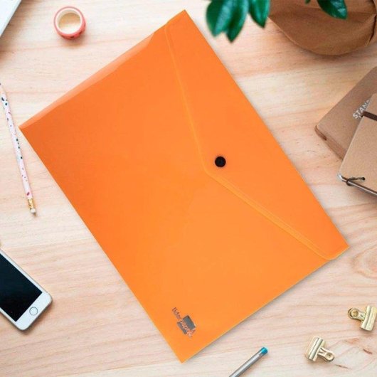 Carpeta Dossier Liderpapel Broche Polipropileno DIN A4 50 Hojas Naranja Fluor