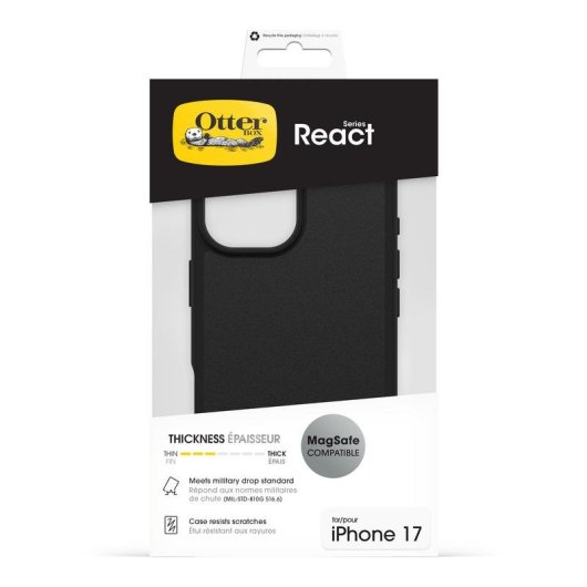 Funda para móvil OtterBox React MagSafe Cover Plástico Negro resistente para iPhone 17