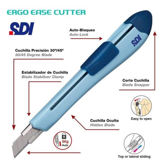 Taglierino SDI Ergo Ease - Strumento di taglio ergonomico per hobby creativi blu