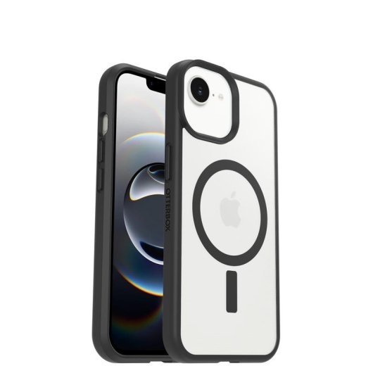 Funda para móvil OtterBox React MagSafe Cover TPU y policarbonato negro transparente para iPhone 17e/16e/15/14/13