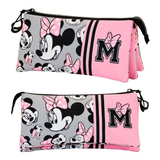 Estuche Escolar Triple Karactermania Minnie Portatodo con 40 Utensilios