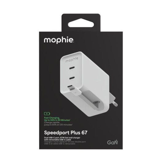 Cargador Mophie Speedport 67 Interior 2 Puertos USB-C GaN 67W Blanco