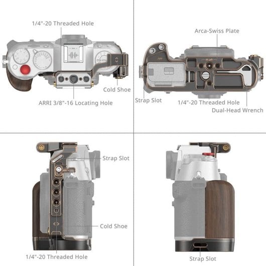 Jaula SmallRig 4714 Retro pour Fujifilm X-T50 Poignée Bois Ergonomique
