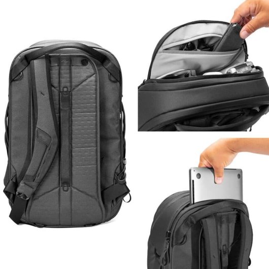 Mochila Peak Design Travel 30L V2 Preta Abertura Total Nylon Reciclado