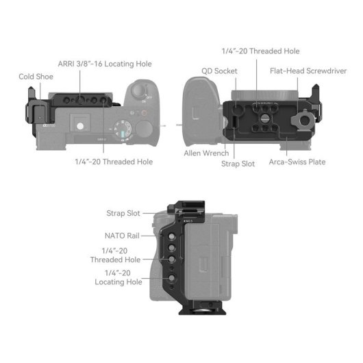 Mezza Gabbia SmallRig 4337 per Sony A6700 A6600 A6500 A6400 Arca Swiss