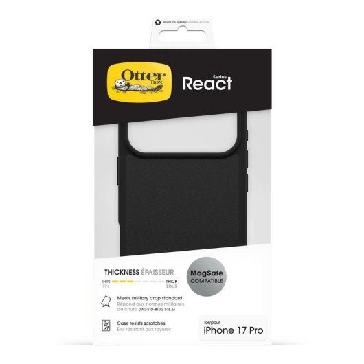 Funda para móvil OtterBox React MagSafe Cover Plástico Negra para iPhone 17 Pro