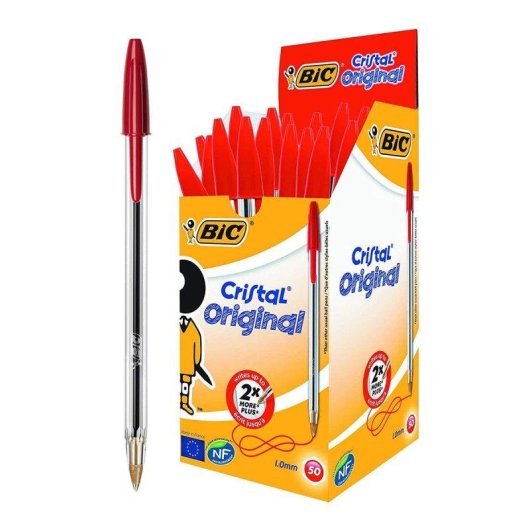 Bolígrafo BIC Cristal Original Rojo Tinta Aceite 10 Unidades