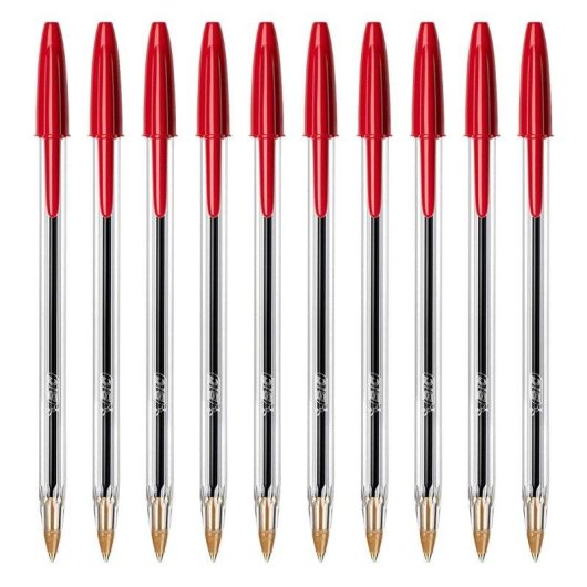 Bolígrafo BIC Cristal Original Rojo Tinta Aceite 10 Unidades