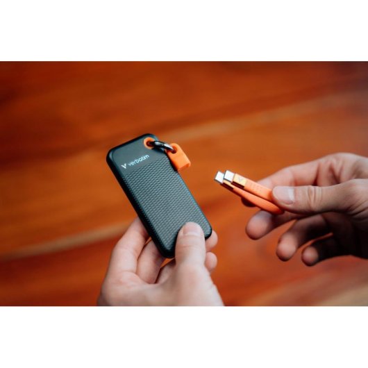 Disco Duro Verbatim Pocket SSD 256 GB USB Tipo C 10 GB/s Negro Naranja