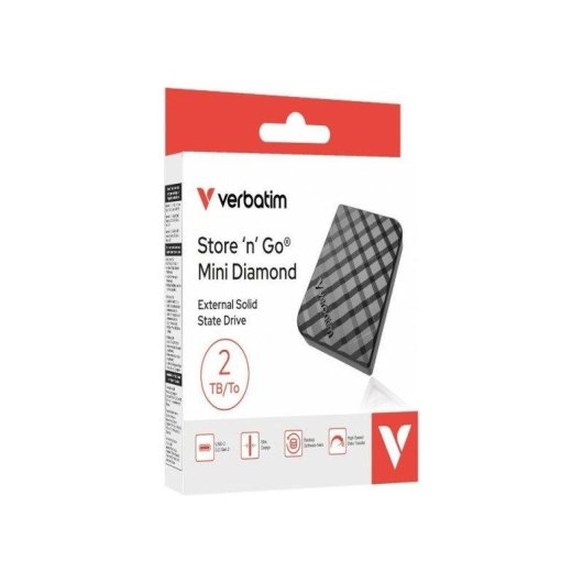 Disco Duro Verbatim Store 'n' Go Mini Diamond 2TB SSD USB-C 1000MB/s Negro