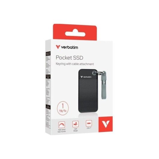 Disco Duro Verbatim Pocket SSD 1TB M.2 USB 3.2 Gen 2 1000MB/s Negro Gris
